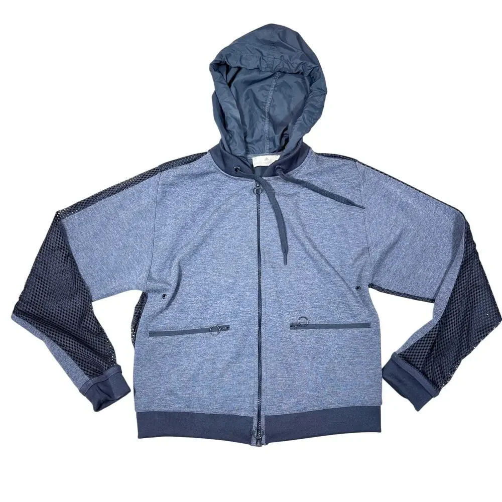 Stella McCartney x Adidas Mesh Knit Windbreaker Jacket Navy Full Zip Women's M - Picture 1 of 11